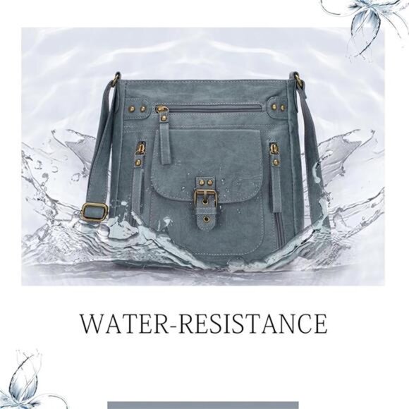 Womens Crossbody Bag PU Leather Multi Pocket Shoulder Purse Adjustable Medium - Picture 6 of 7